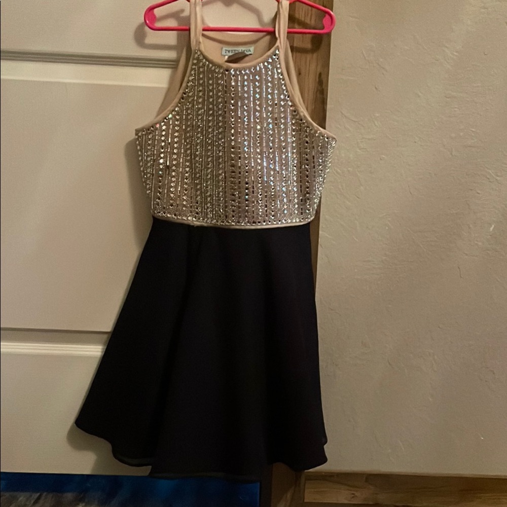 Elegant Kids Dress with Sparkling Silver and Black